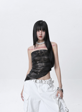 ROY11 美式复古不规则设计感露背抹胸上衣辣妹性感纯欲显瘦背心女