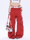 ROY11美式 收腰休闲宽松长裤 红色重工跳舞口袋阔腿工装 裤