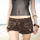 ROY11 女夏美拉德辣妹低腰毛边包臀休闲热裤 绯闻女孩 棕色超短裤