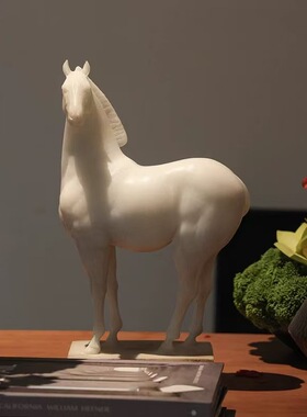 中古风复古白马雕塑摆件家居饰品白色马客厅酒店电视柜装饰礼品