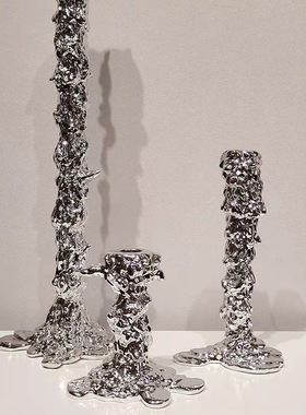 现代轻奢树脂融化烛台摆件客厅餐厅高档蜡烛台样板间装饰家居软装