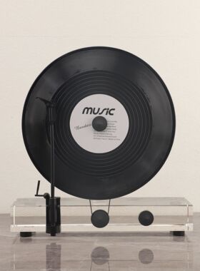 现代仿真立式黑胶唱片机留音机样板间电视柜茶几家居客厅饰品摆件