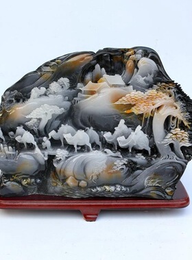 玉石丝绸之路摆件寿山石芙蓉石工艺品奇石原石石雕居家办公乔迁送