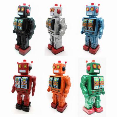 ME100电动旋转怀旧机器人家具陈列个性摆件礼品摄影道具铁皮玩具