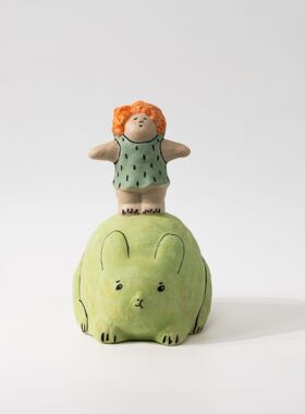 现代简约样板间儿童房绿色卡通人物摆件雕塑桌面家居装饰品饰品