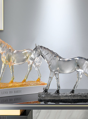 马到成功轻奢高档透明摆件电视柜酒柜客厅家居装饰品乔迁新居礼物