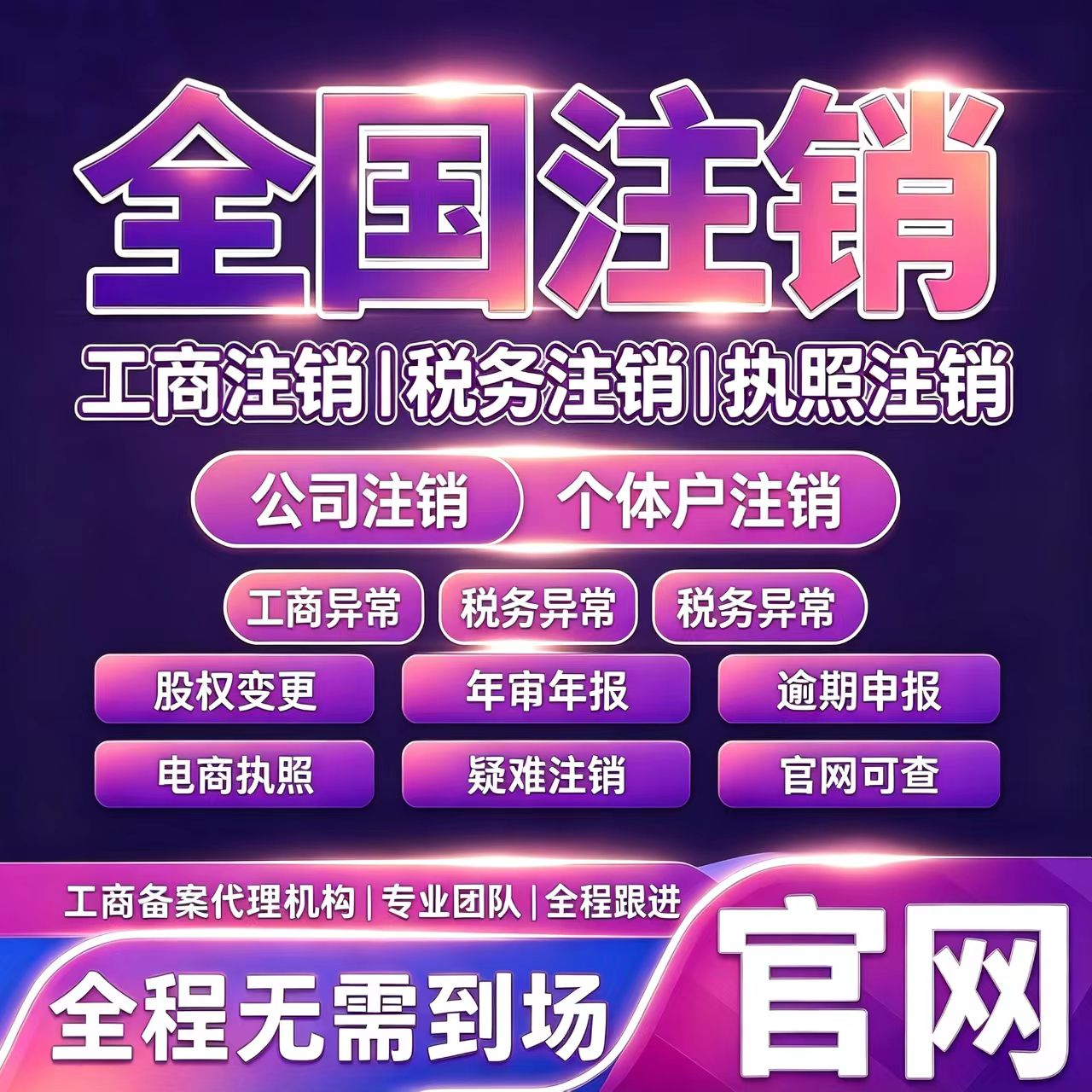 全国公司注销营业执照异常个体工工商注册