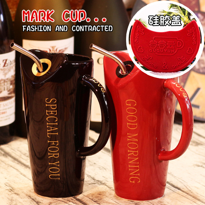 带吸管一对大容量网红情侣杯子