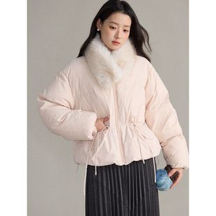 新款 冬季 设计感蝴蝶结系带毛领外套女装 加厚羽绒服W982C 歌铭