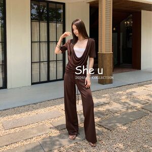 休闲裤松紧腰超好穿SHEU韩系风