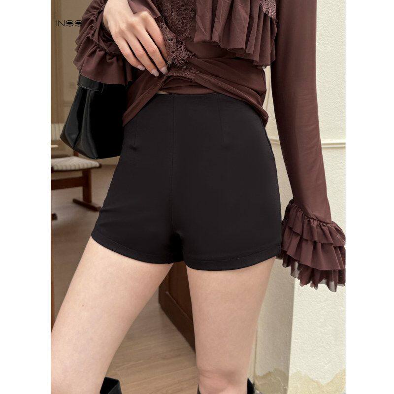 INSS 十三行辣妹黑色高腰短裤女2026夏季新款显瘦纯欲热裤打底裤