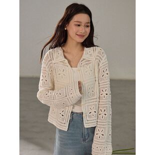 女2026春季 设计感复古钩花镂空针织衫 新款 长袖 BG007 开衫 歌铭