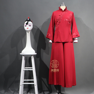 扇子舞那时那年花开同款舞蹈服装艺考服饰演出服酒红色服装