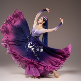 款 新款 女藝考劇目演出服裝 式 新疆維吾爾族古麗舞蹈紫葡萄服裝 定制