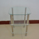 钢化玻璃小茶几边角几柜家用不锈钢架卧室沙发旁方形迷你双层桌子