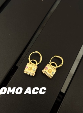 229新款欧美大牌老花感包袋款金色面彩色滴釉耳扣