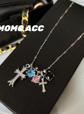180自制爆款十字立体微镶个性项链