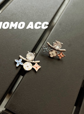 208新款欧美老花感彩色滴釉微镶前后戴气质耳钉