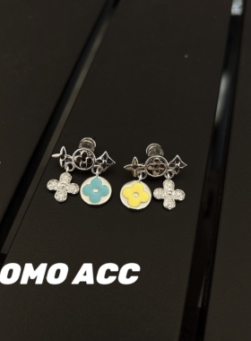 227新款自制老花滴釉微镶吊坠简约耳钉