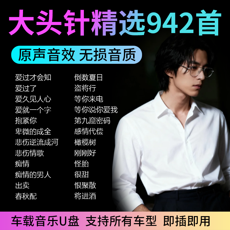 大头针翻唱音乐U盘全集流行华语热门歌曲汽车载正品无损高品质cd