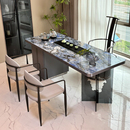蓝翡翠奢石岩板茶台嵌入式 高级设计师轻奢茶桌办公室亚克力泡茶桌