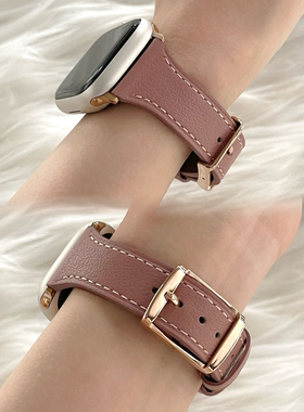 适用苹果手表S1110表带iwatch9真皮applewatch高级se小众春夏新款