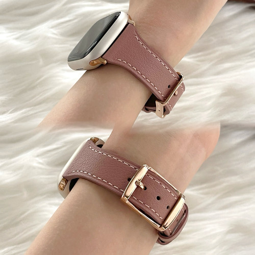 适用苹果手表柔软头层牛皮表带