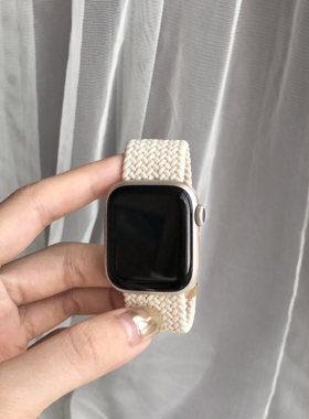 适用applewatch11/8表带iWatch7苹果手表654se尼龙编织单圈表带10