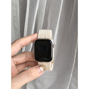 适用applewatch11 8表带iWatch7苹果手表654se尼龙编织单圈表带10