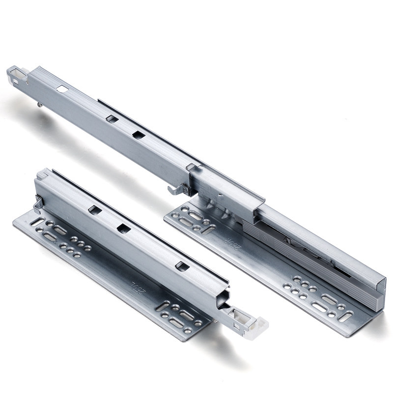 节缓冲托底三抽屉滑轨抽屉导轨底部两节轨包邮轨道隐藏式3滑道