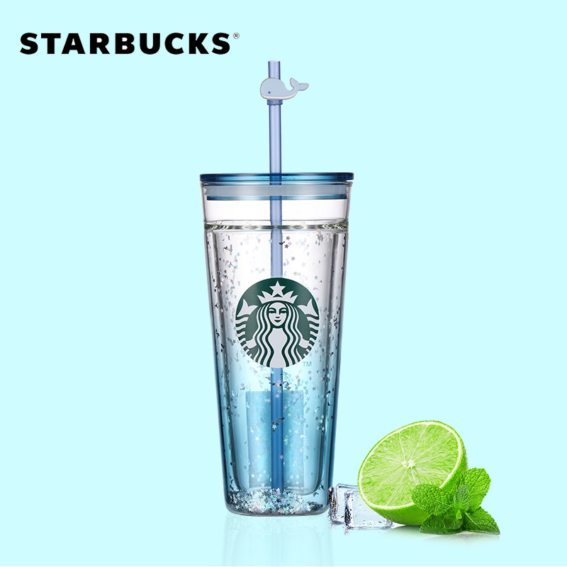 2021星巴克玻璃吸管杯便携双层女夏大容量带盖水杯可爱高颜值杯子