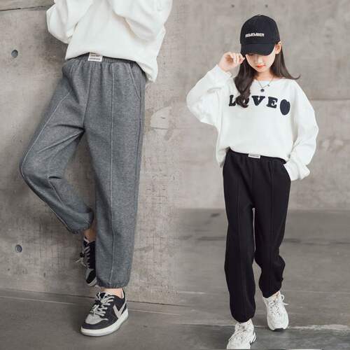 女童运动裤春秋新款百搭儿童休闲卫裤长裤中大童舒适宽松束脚裤子