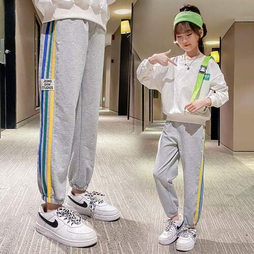 女童运动裤中大童洋气裤子潮2026春秋装新款儿童休闲长裤秋薄