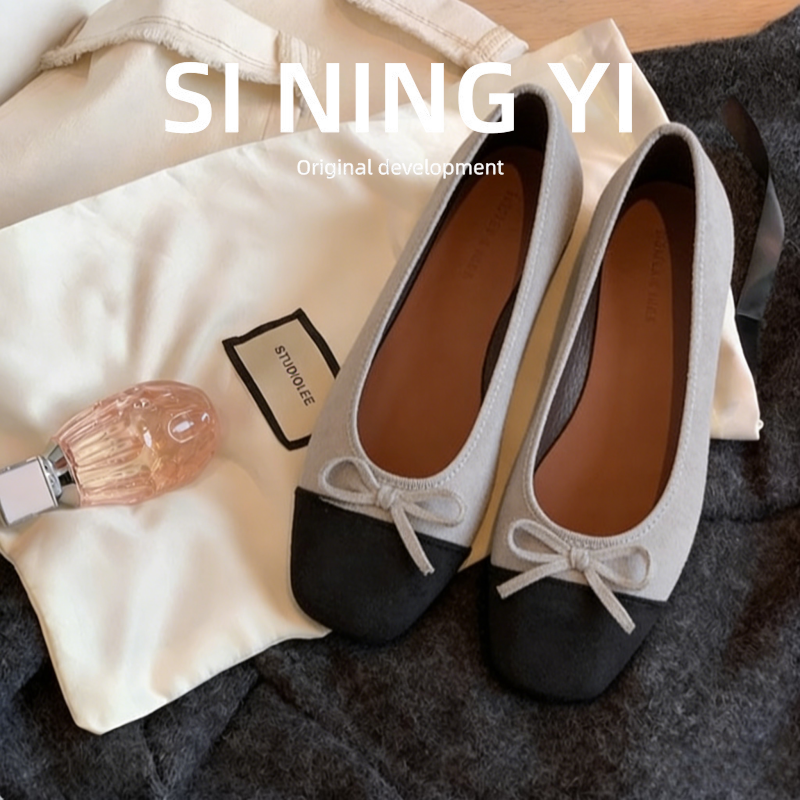 真皮法式蝴蝶结平底浅口单鞋女春配裙子超软芭蕾方头玛丽珍鞋大码,女鞋,玛丽珍鞋,淘宝优惠券,粉丝福利购,淘宝优惠卷