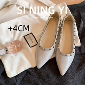 牛皮版 子 百搭休闲浅口一脚蹬通勤单鞋 内增高4cm小皮鞋 女2026新款