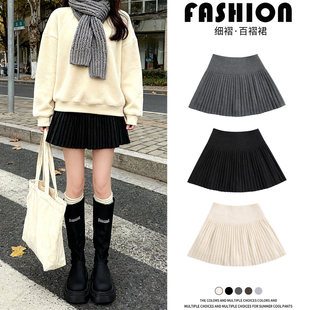 黑色毛呢短裙女秋冬2025新款高腰显瘦蓬蓬a字半裙羊毛百褶半身裙