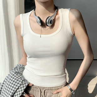 H231U领小背心吊带内搭无袖上衣女夏外穿辣妹螺纹短款打底衫t恤