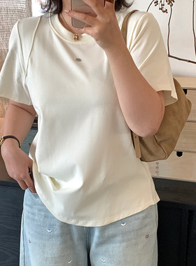 2026春季新款大码女装200斤胖mm舒适休闲圆领正肩短袖t恤女W-262