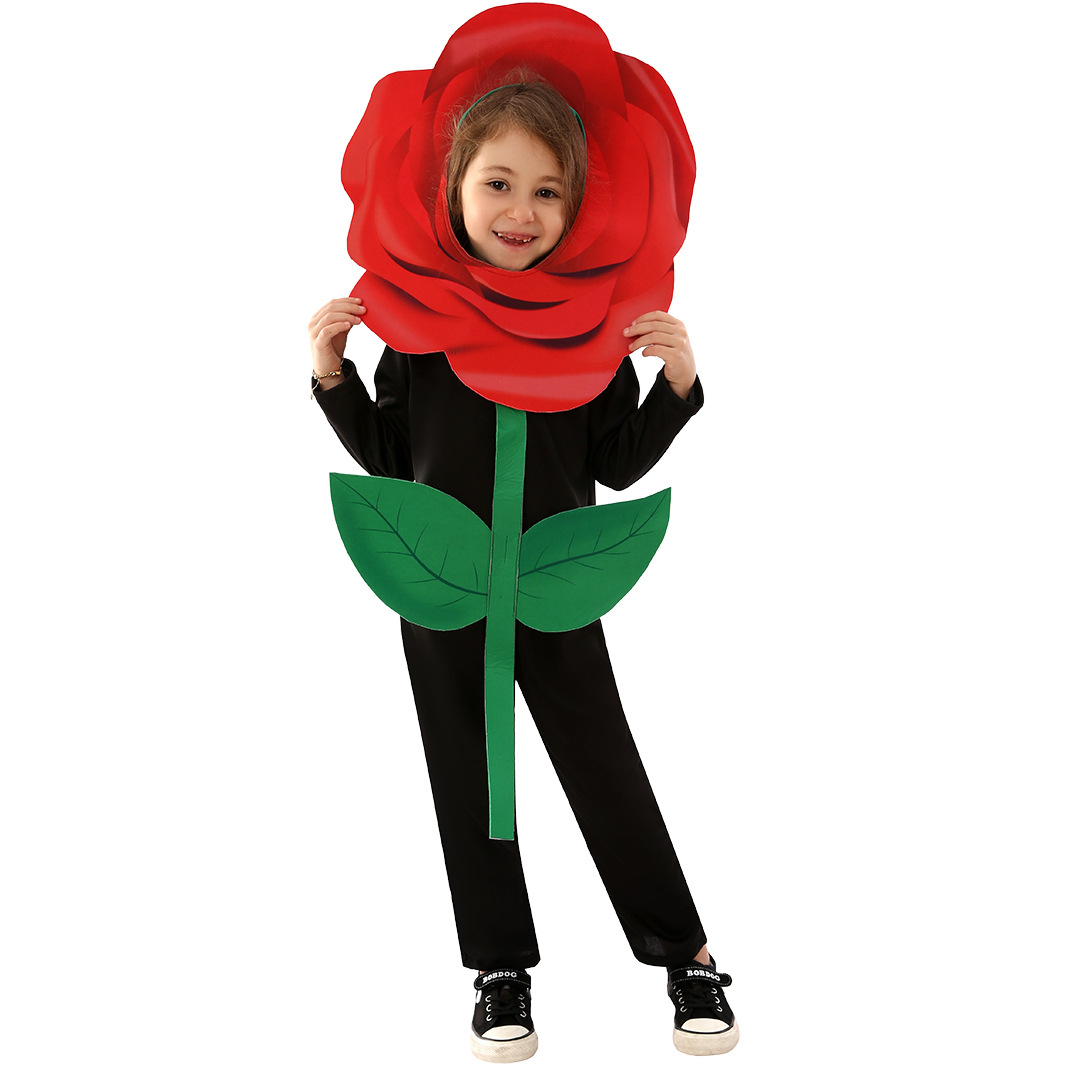 六一儿童演出服表演服万圣狂欢节植物派对装扮玫瑰花情人节cos服