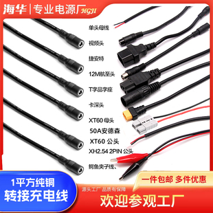 多功能电源线DC5.5 2.1mm转锂电池充电器连接线电瓶车头10A转换线