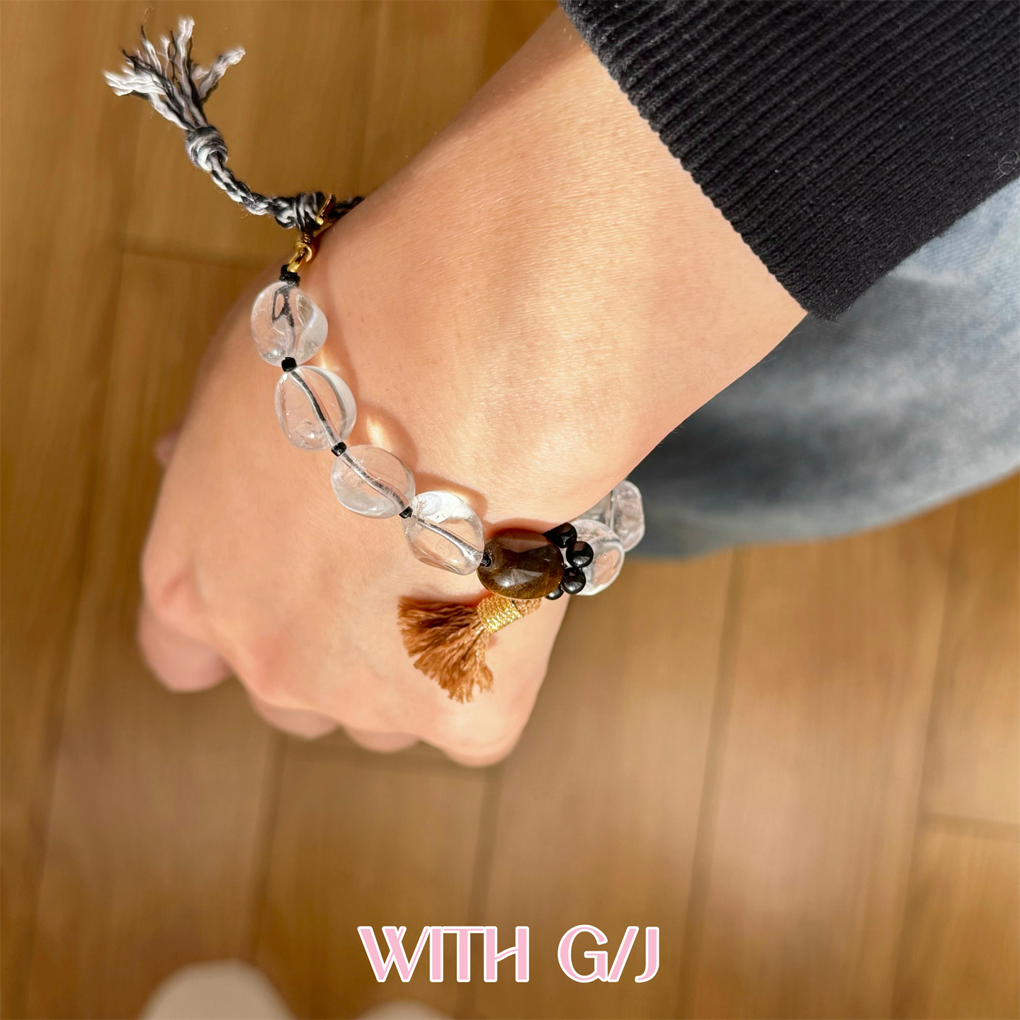 天然奶白晶虎眼石流苏原创手链女