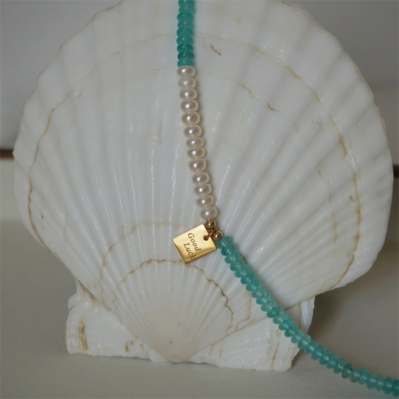 GoodLuck天然珍珠水晶拼接项链女