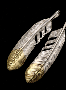 三沐饰家 KEN KIKUCHI 菊地健 925纯银先金羽毛18K 情侣银饰吊坠