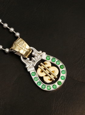 bwl925纯银手工镶嵌宝石马蹄吊坠