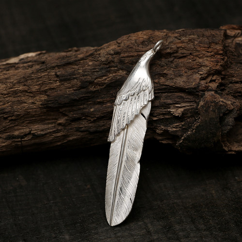 三沐饰家Horizon Blue HB鹰头羽毛吊坠925纯银非高桥吾郎手工银饰