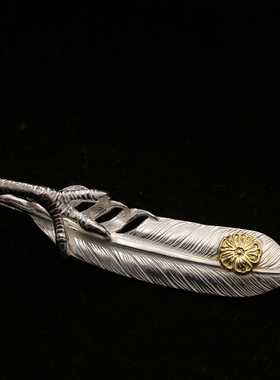 三沐饰家 KEN KIKUCHI 菊地健建 925纯银鹰爪银爪蔷薇XL羽毛吊坠