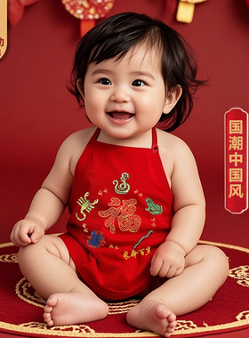 红色婴儿肚兜护肚纯棉秋天初生宝宝兜兜新生儿五毒肚围防着凉神器