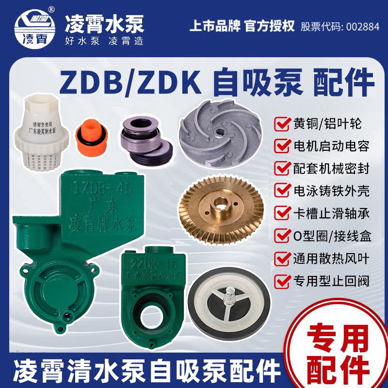广东凌霄水泵铸铁清水自吸泵配件图片