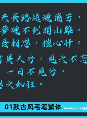 大气古风毛笔繁设计ttf格式 Win/Mac/Procreate字体海报字库AI/PS