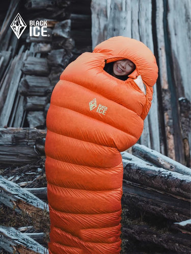 轻量化户外雪山零下羽绒睡袋黑冰